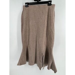 Bluivy Knit Midi Skirt Womens Large Taupe Brown Mermaid Hem New NWT